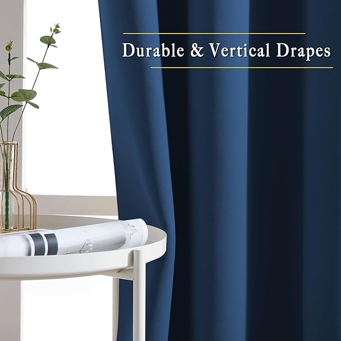 NICETOWN Blackout Window Curtains and Drapes - Thermal Insulated Solid Grommet Top Blackout Panels/Draperies for Kid's Room (Moroccan Blue, 1 Pair, 52 x 63 Inch)
