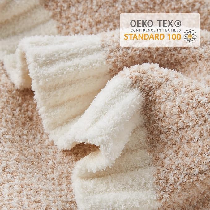 Snuggle Sac Queen Size Bedding Blankets, Super Soft Warm Oversized Bed Blankets Cozy Knit Fuzzy Blankets for Bed, Heather Beige, 90x90 inches