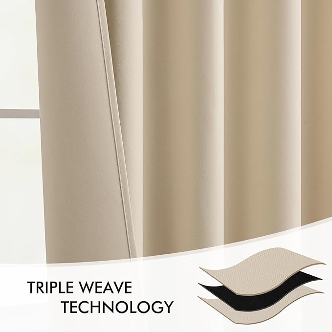 MIULEE Back Tab Cream Beige Curtains 94 Inch Long 2 Panels Set for Living Room Bedroom, Ivory Rod Pocket/Pinch Pleated Light Blocking Thermal Insulated Room Darkening Floor to Ceiling Blackout Drapes