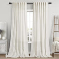 Cream Linen Curtains 112 Inches Long for Living Room Extra Long Back Tab Curtains Neutral Farmhouse Light Filtering Semi Sheer Linen Drapes Ceiling to Floor for Large Window 2 Panels Set 52x112