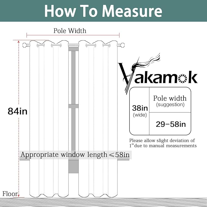 Yakamok Black Room Darkening Grommet Window Drapes Blackout Curtains Thermal Insulated Grommet Curtain Panels for Bedroom, 38W x 84L,One Pair