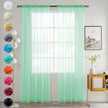 youleyar Solid Sheer Rod Pocket Curtain Voile Draperies 2 Panels White Beige Black Grey Coffee 52 Inch Width 96 Inch Long 1 Pair for Kitchen Bedroom Children Living Room Yard (Light Green,52Wｘ96L)