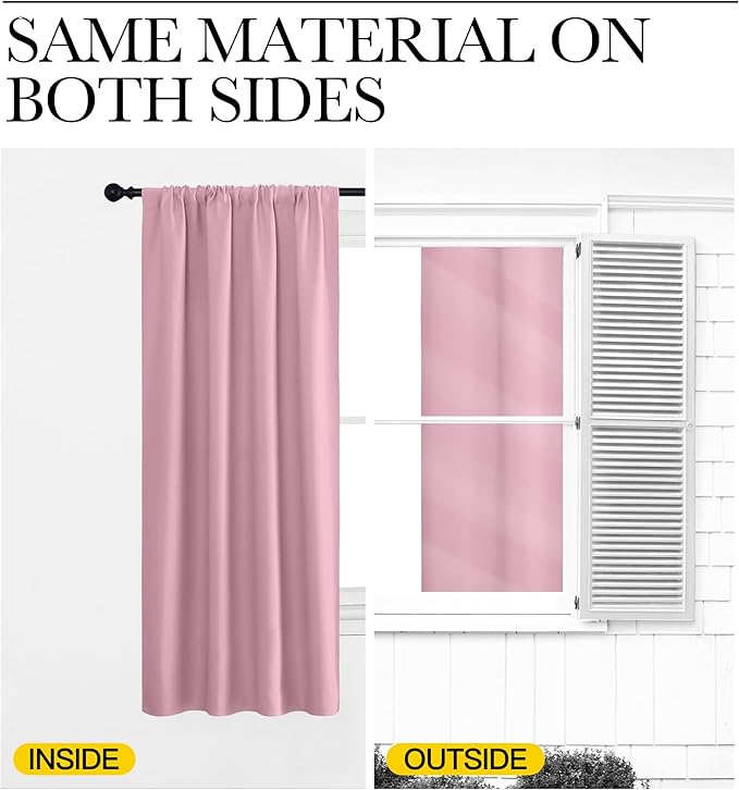 NICETOWN RV Blackout Curtains for Camper Windows, Rouge Pink, 29" Wide by 50" Long, 2 PCs, Short Blackout Curtains & Drapes, Thermal Insulated Blackout Curtain Panels for Kids Room, Play Room
