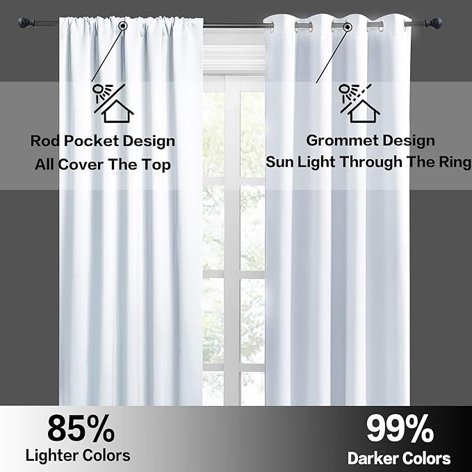 RYB HOME Cafe Curtains 30 inch Length, Short Light UV Heat Blocking Energy Saving Privacy Curtain Tiers for Basement Bathroom Kitchen Window, Width 29 by Length 30, Greyish White, 2 Panels