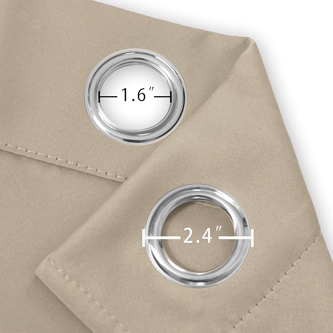 LEMOMO Khaki Thermal Blackout Curtains/38 x 63 Inch/Set of 2 Panels Room Darkening Curtains for Bedroom
