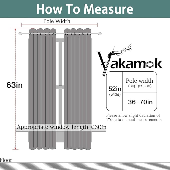 Yakamok Lilac Curtains 63 Inch Length Room Darkening Grommet Light Purple Thermal Insulated Blackout Window Curtain for Bedroom Living Room 52" W x 63" L (Set of 2 Panels,Lavender)