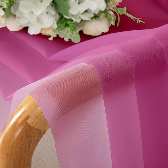 Lecloud Hot Pink Sheer Curtains 63 Inch Length 2 Pcs, Solid Voile Long Light Filtering Curtains for Living Room, Dual Rod Pocket Home Decor Drapes for Bedroom Dining Room, Each Panel 42" W x 63" L