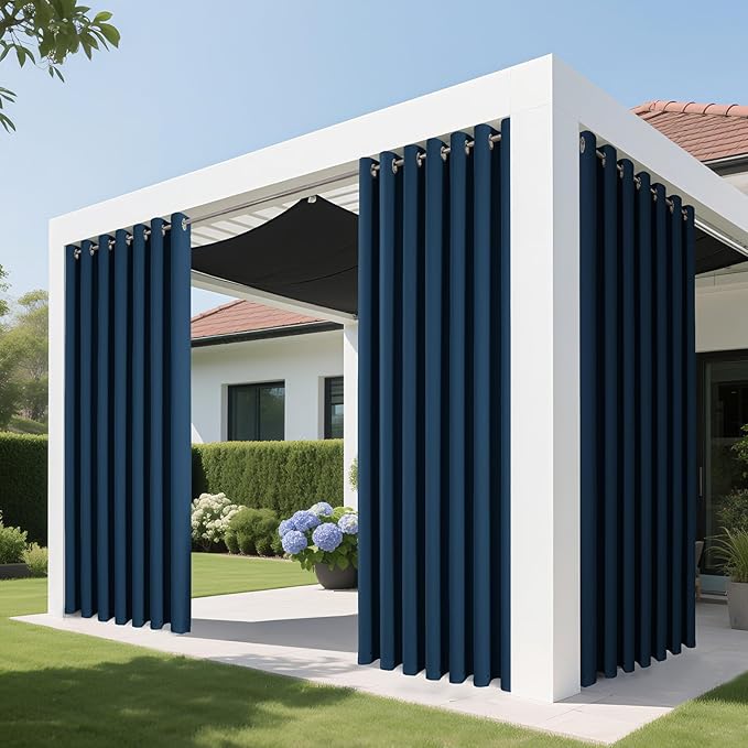 Joydeco Blackout Patio Sliding Door Curtains 84 Inches Long, Grommet Privacy Room Divider Curtains, Extra Wide Thermal Blackout Drapes for Bedroom Living Room (Navy Blue, 70Wx84L, 1 Panel)