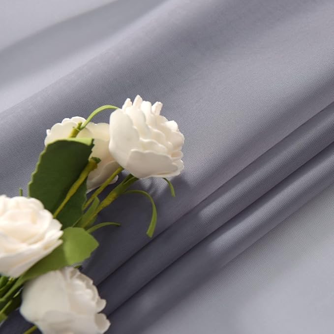 SpaceDresser Grey Sheer Curtains 4 Panels Rod Pocket Semi-Sheer Curtain 96 Inches Long Light Filtering Voile Window Drapes for Bedroom Living Room Kitchen, Each 52W x 96L