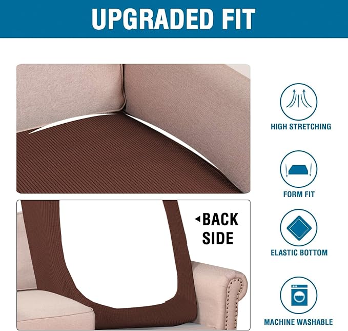 H.VERSAILTEX Super Stretch Individual Chaise Cover Sectional Couch Covers for L Shaped Sofa Both Left/Right Featuring Thick Jacquard Textured Twill Fabric (1 Piece Chaise Cover Large, Burnt Brick)