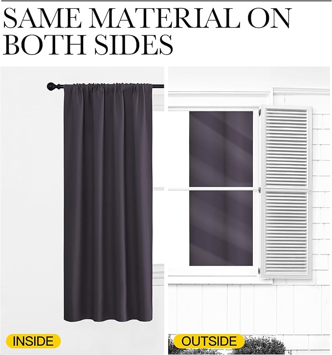 NICETOWN RV Blackout Curtains for Camper Windows, Greyish Purple, 34" x 30", Set of 2, Kitchen Short Blackout Curtains & Drapes, Thermal Insulated Rod Pocket Window Treatment Draperies for Nursery