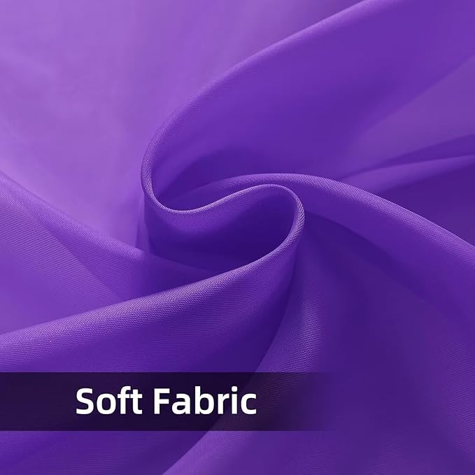 youleyar Solid Sheer Rod Pocket Curtain Voile Draperies 2 Panels White Beige Black Ivory Coffee 22 Inch Width 30 Inch Long 1 Pair for Kitchen Bedroom Children Living Room Yard(Purple,22W x 30L)