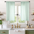 BGment Sage Green Linen Curtains 40 Inch Length for Short Kitchen Cafe Windows - Small Drapes Lightweight Country Boho Rustic Decor for Office Over Sink Rod Pocket, 2 Panels Set, 30 X 40 Inch