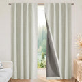 Joydeco Blackout Curtains for Bedroom - 100% Light Blocking 2 Panels Light Beige Drapes 37"W x 63"L, Thermal Insulated Room Darkening Curtains, Linen Textured for Living Room, Rod Pocket & Back Tabs