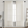 Nanspring Cream Linen Curtains 81 Inches Long for Bedroom Back Tab Light Filtering Privacy Sheer Curtains Modern Farmhouse Coastal Decor Cotton Textured Gauze Curtain for Bathroom 2 Panel Set 52x81