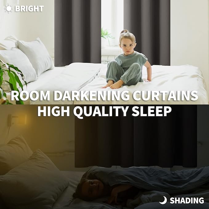 BGment Blackout Curtains for Bedroom - Grommet Thermal Insulated Room Darkening Curtains for Living Room, Set of 2 Panels (38 x 84 Inch, Grey)