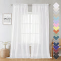 Lecloud White Sheer Curtains 90 Inches Long 2 Panels, Farmhouse Voile Window Drapes Rod Pocket, Elegant Airy Sheer White Curtains for Living Room Bedroom, Each Panel 42 X 90 Inch