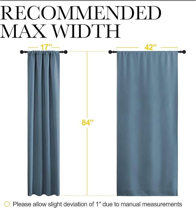 NICETOWN Blackout Curtains for Living Curtains, Smoky Blue, 2 Panels, 42 by 84, Room Darkening Window Curtain Panels, Easy-Care Solid Thermal Insulated Draperies/Drapes for Daughter Room