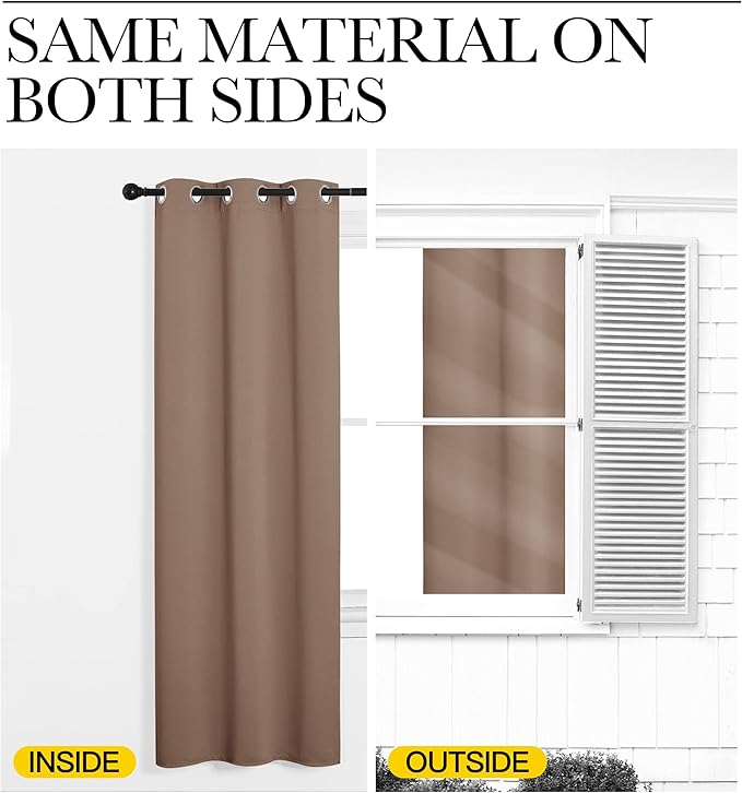 NICETOWN Bedroom Blackout Curtains and Drapes, Set of 2, 55 by 102 Inch, Cappuccino, Window Treatment Thermal Insulated Solid Grommet Blackout Draperies for Bedroom