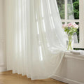 FMFUNCTEX Sheer Non-See-Through Netural Beige Curtains for Bedroom, Sliding Door Curtains 96 Inches Long Window Curtain Drapes for Living Room, Patio Glass Door Extra Wide Curtain, Rod Pocket 1 Panel