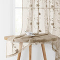 HOMEIDEAS Taupe Sheer Curtains 63 Inches Length 2 Panels Beige Embroidered Floral Pattern Semi Sheer Window Curtains for Bedroom Living Room
