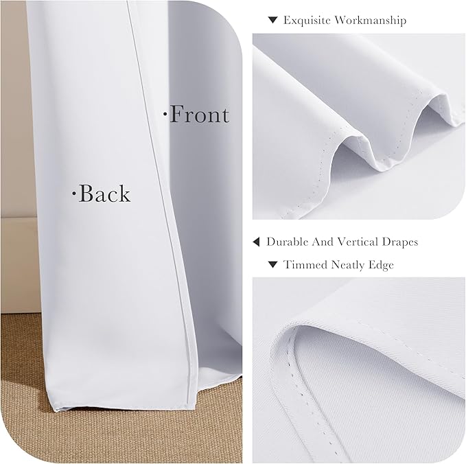 PONY DANCE Room Darkening Curtains for Small Winow Lower Portion Decor Energy Saving Drapes for Kitchen Bedroom Bathroom Downstairs Window RV Curtains, W 34 x L 30, Pure White, 2 Panels