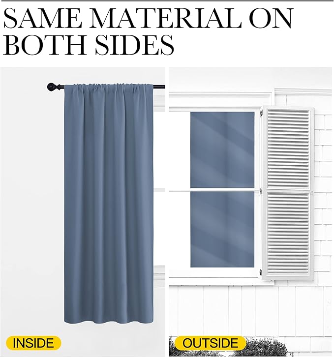 NICETOWN RV Blackout Curtains for Camper Windows, Short Blackout Curtains & Drapes, Thermal Insulated Blackout Curtain Panels for Kids Room, Play Room (Stone Blue, 29" Wide by 50" Long, 2 PCs)