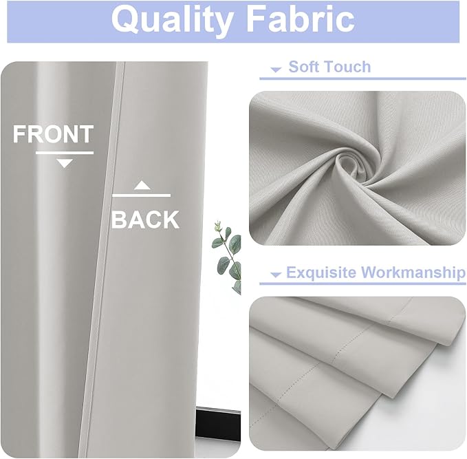 Simplebrand Ava Natural Blackout Curtains for Bedroom, 72 Inch Length, 2 Panels Set, Privacy Thermal Insulated Rod Pocket Window Curtains for Patio, French Door, W40 x L72 Inch