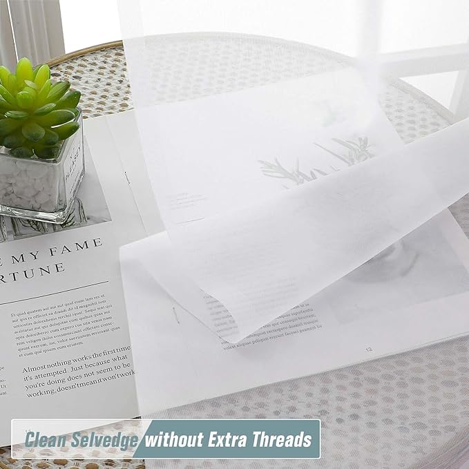 Extra Wide White Sheer Curtains 120 Inches Long, Extra Long Light Filtering Modern Patio Curtains for Sliding Glass Door, Rod Pocket Voile Drapes for Living Room, 2x59Wx120L Inches, 10FT, 2PCS