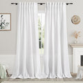 Nanspring White Extra Long Curtains for Dinning Room 117 Inches Long 2 Panels Set Back Tab Rod Pocket Light Filtering Semi Sheer Drapes Linen Textured Window Curtain for Bedroom 52x117