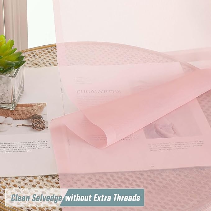 Blush Pink Sheer Curtains 90 Inches Long 2 Panels, Light Filtering Solid Sheer Curtains for Bedroom Living Room, Lightweight Soft Airy Voile Sheer Drapes, Dual Rod Pocket, 2x42Wx90L Inches