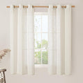 LAMIT Natural Semi Sheer Linen Curtains for Windows, 60 Inch Light Filtering Panels Bronze Grommet Neutral Drapes for Bedroom/Living Room, 2 Panels, Cream Ivory, 34 x 60 Inch