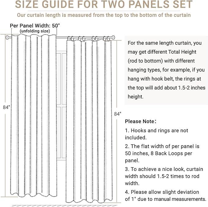 100% Blackout Shield Linen Blackout Curtains for Bedroom 108 Inches Long, Back Tab/Rod Pocket Living Room Drapes, Thermal Insulated Blackout Curtains 2 Panels Set, 50" W x 108" L,Baby Pink