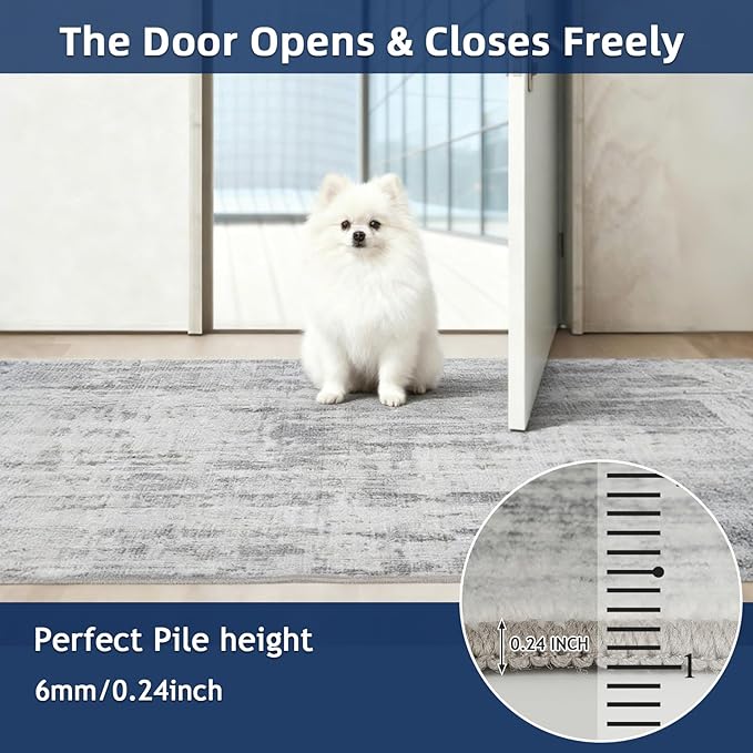 2.5x10 Washable Runner Rugs,10 ft Runner Rug for Hallways,Ultra-Thin Abstract Long Stain Resistant Rug Runner，Non-Slip Backing Kitchen Runner Rugs for Bedroom，Entryway，Living Dining Room