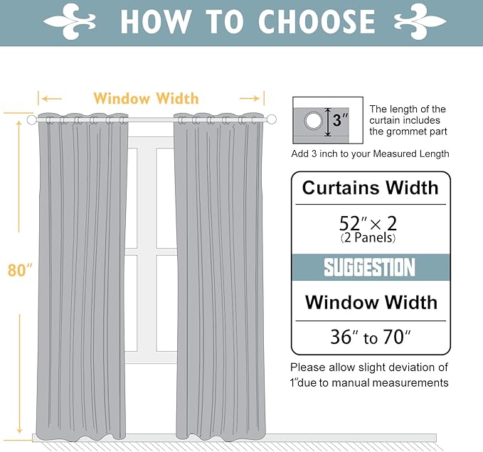 ChrisDowa 100% Blackout Curtains 80 inch Long for Bedroom with Black Liner, 2 Thick Layers Total Blackout Thermal Insulated Grommet Window Curtains 2 Panels Set (Dark Grey, 52 x 80 Inch)