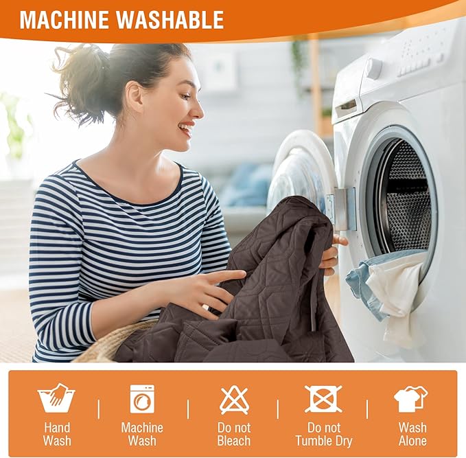 VANSOFY Waterproof Recliner Couch Covers, Sofa Covers 1-Piece Washable Reclining Sofa Cover Non-Slip Furniture Protector with Elastic Straps Pocket for Dogs, Pets(Chocolate,2 Seater)
