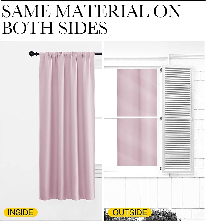 NICETOWN Kitchen Curtains, Privacy & Light Block Out Window Curtains & Drapes for Loft, Cupboard, Cafe, Girls Bedroom (Lavender Pink, 34 in x 54 in (W x L), 2 Panels)