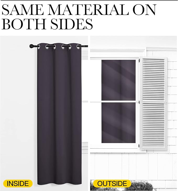 NICETOWN Greyish Purple Blackout Curtains 48 inches Length for Laundry Room, 2 Panels, 42" Wide, Thermal Insulated Decoration Drapes for Short Window