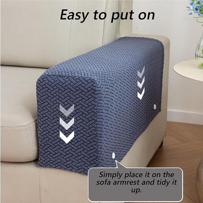Soothing Home Sofa Covers, Sofa Hero Covers, Wear-Resistant Universal Couch Covers Washable Stretch Sectional Couch Cushion Covers (Coffee,Arm Rest Covers 2pcs)