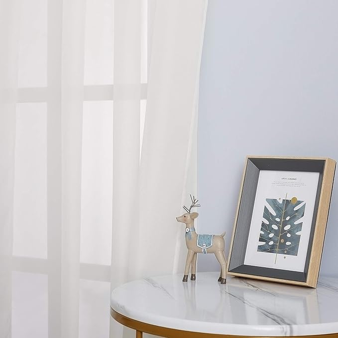 NICETOWN Living Room Window Curtains Sheer Textured Extra 108" Long, Grommet Casual Voile Sheer Airy Window Treatments for Sliding/French Door, Beige, 108" Wide Total 2 Panels
