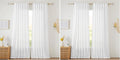 RYB HOME Linen Sheer Curtains for Living Room Textured Semi Sheer Curtains Large Window Treatment for Bedroom Patio Door, White, 52 inch Width x 108 inch Length, 2 Panels (Pack of 2)