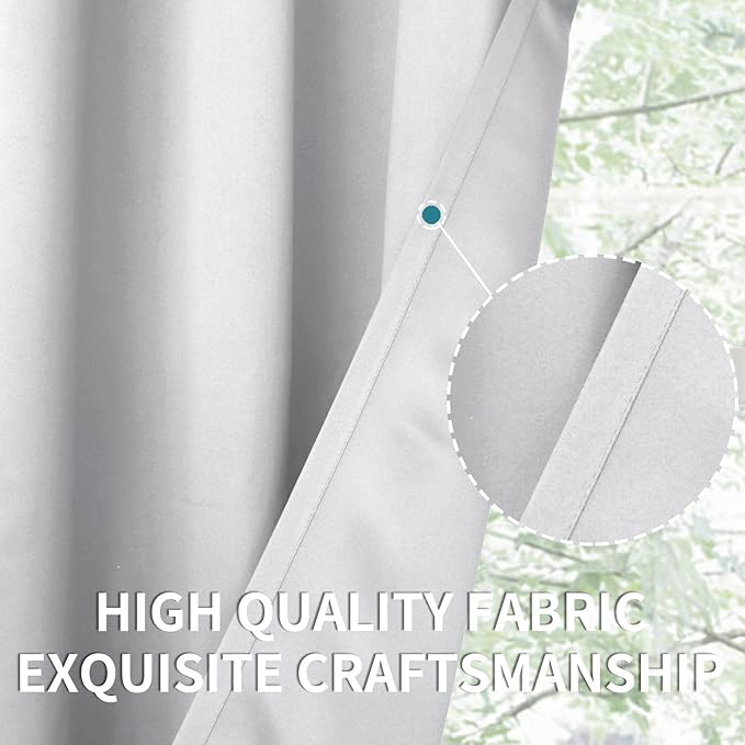 BGment Room Darkening Curtains for Bedroom - Grommet Thermal Insulated Window Treatments Light Blocking Curtains for Living Room, Set of 2 Panels, Each 46 x 63 Inch, Greyish White