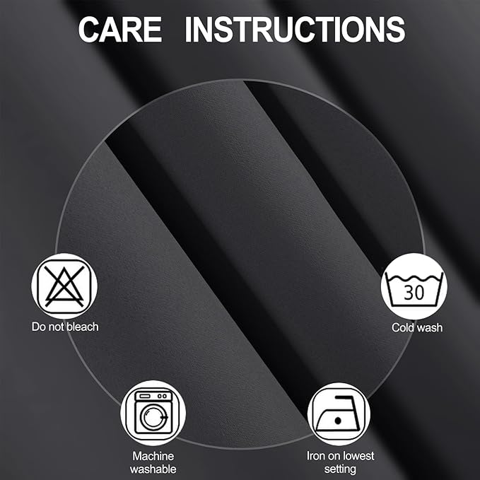 LEMOMO Dark Grey Blackout Curtains 52 x 63 Inch Length/Set of 2 Curtain Panels/Thermal Insulated Room Darkening Curtains for Bedroom and Living Room