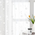HOMEIDEAS White Sheer Curtains 96 Inches Long 2 Panels White Embroidered Floral Pattern Semi Sheer Window Curtains for Bedroom Living Room