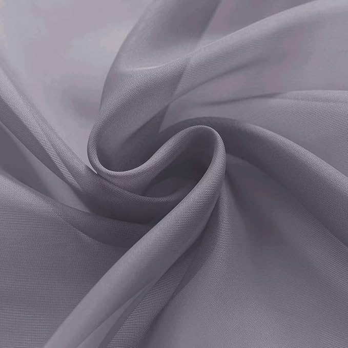 youleyar Solid Sheer Rod Pocket Curtain Voile Draperies 2 Panels White Beige Black Ivory Grey 26 Inch Width 30 Inch Long 1 Pair for Kitchen Bedroom Children Living Room Yard(Grey,26W x 30L)