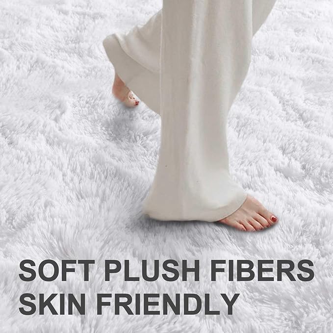 9x12 Ft Extra Large Shag Rugs for Living Room, Ultra Soft Fluffy Furry Area Rugs for Bedroom Indoor Floor, Aesthetic Carpet for Kids Home Decor (White)