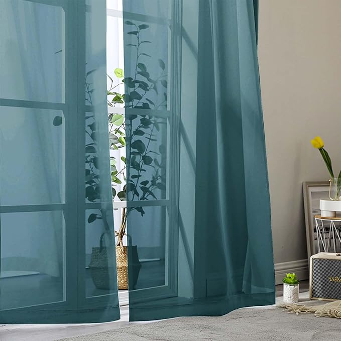 Dusty Blue Sheer Curtain for Bedroom Living Room 78 Inches Long 2 Panels Set, Solid Soft Airy Light Filtering Sheer Window Curtains, Modern Rod Pocket Door Curtain, 42" Wx78 L Inches
