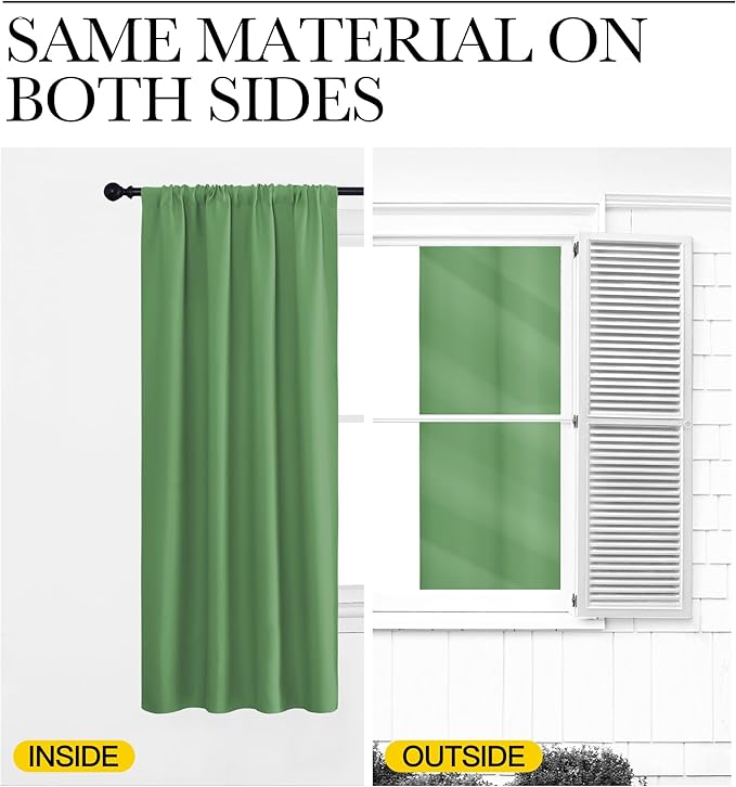 NICETOWN Blackout Curtains for Living Curtains, Froest Green, 2 Panels, 52 by 95, Room Darkening Window Curtain Panels, Easy-Care Solid Thermal Insulated Draperies/Drapes for Daughter Room