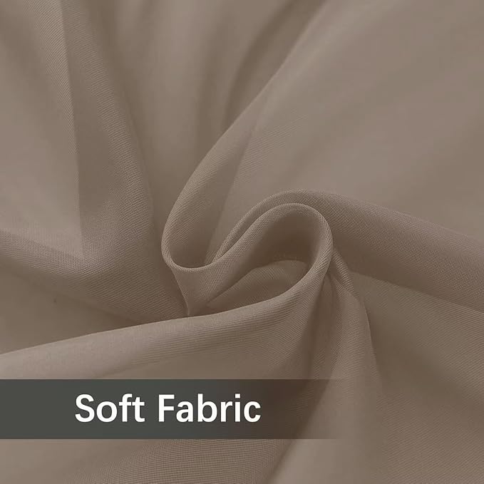 youleyar Solid Sheer Rod Pocket Curtain Voile Draperies 2 Panels White Beige Black Grey Ivory 52 Inch Width 54 Inch Long 1 Pair for Kitchen Bedroom Children Living Room Yard (Taupe,52Wｘ54L)