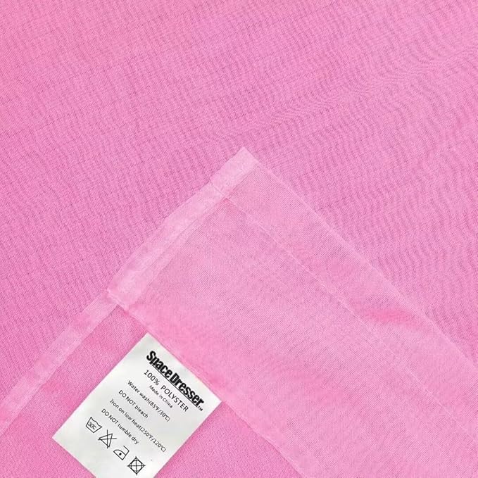 SpaceDresser Basic Rod Pocket Sheer Voile Window Curtain Panels Pink 1 Pair 2 Panels 52 Width 54 Inch Long for Kitchen Bedroom Children Living Room Yard（Pink, 52W x 54L）
